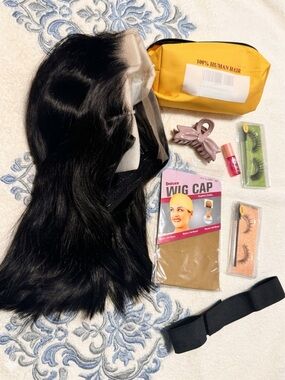 12” Lace Front Human Hair Wig Bundle – Pre-Plucked & Styling Kit Included